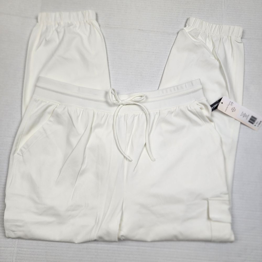 Nanette Lepore Play Ivory Cargo Joggers L NWT Soft Traveler Track Pants Neutral - Picture 5 of 15
